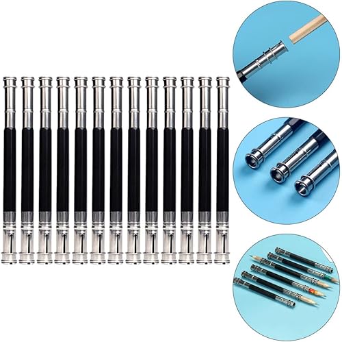 Miniatura 3 de 13 extensores de lápiz con punta de cabeza doble, alargador de lápiz de aleación de aluminio ajustable, extensor de bolígrafo reutilizable para