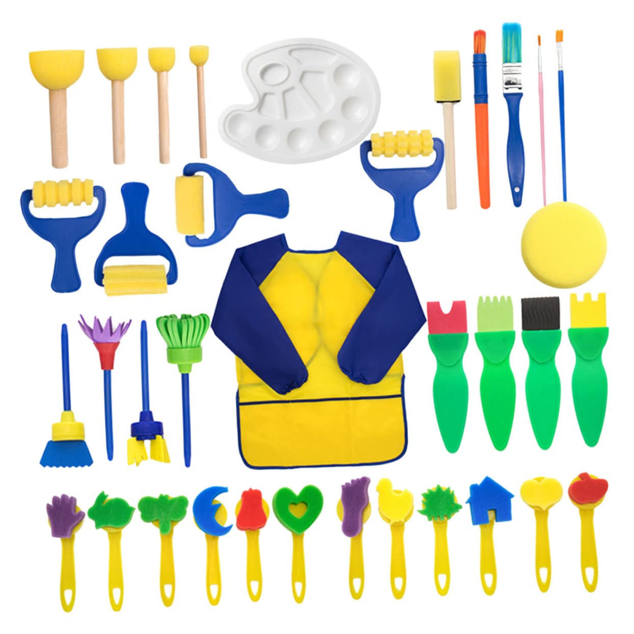HANABASS 1Set Sponge Brush Art DIY Painting Tools for Safe Washable Crafts Supplies for Early Learning Creative Activities Fun Shapes Bright Colors