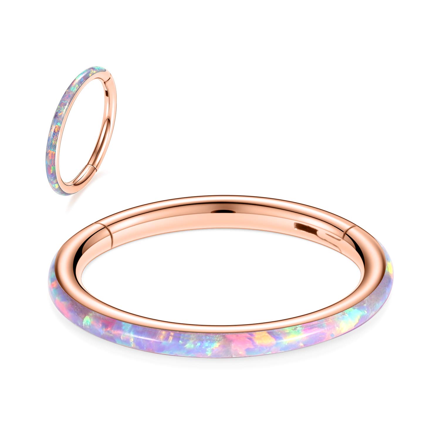 hengkaixuan CZ/Opal Nose Rings Conch Jewellery Septum Clicker 316L Surgical Steel Segment Ring Helix Cartilage Earrings Hoop Daith Tragus Rook Piercing Jewellery — view 98