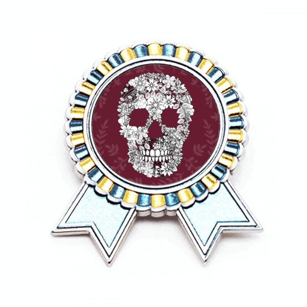 Broche fleur du Mexique Jour des morts en métal ciselé