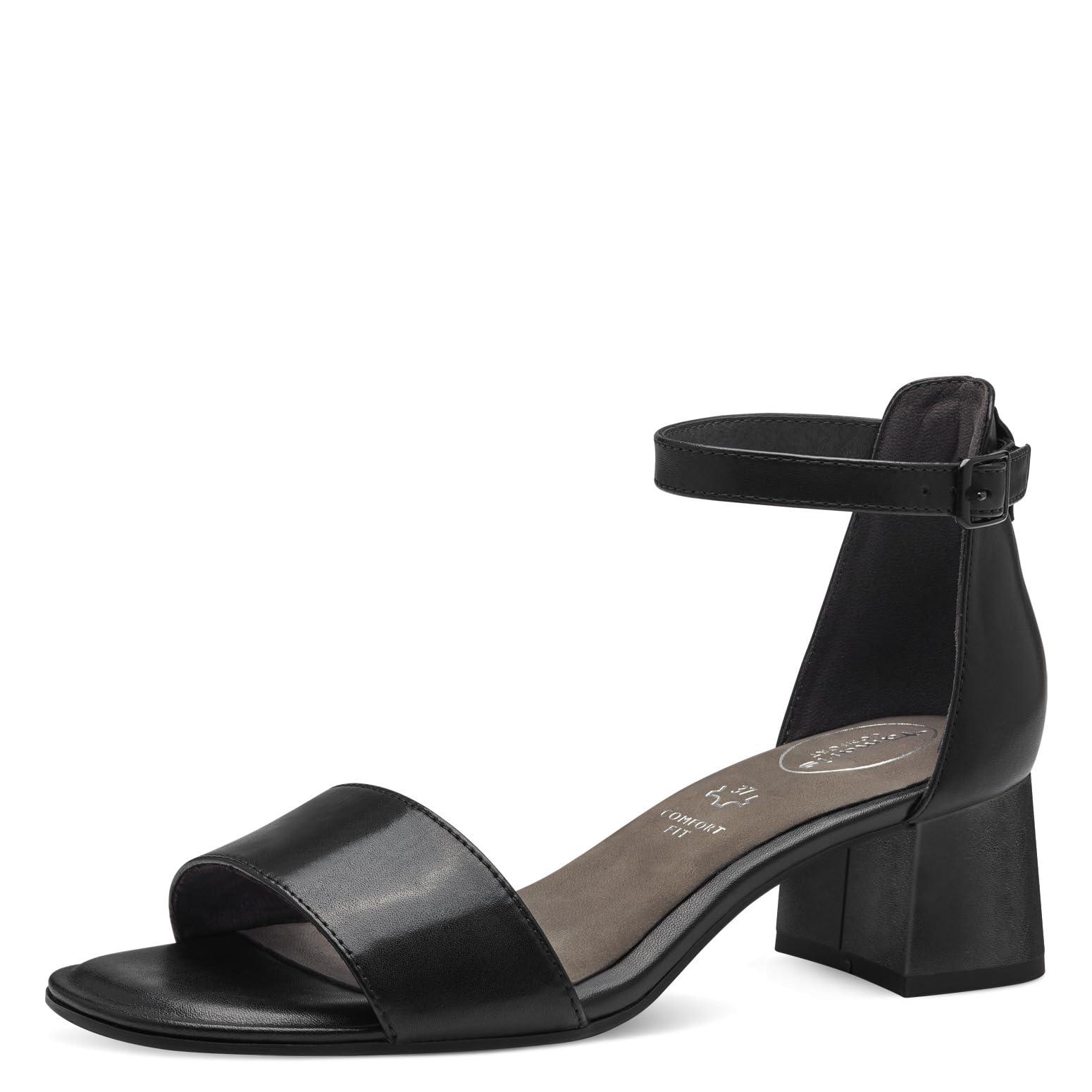 Tamaris Comfort Women’s Sandals with Heel Leather Adjustable Strap, Black Nappa, 3,5 UK