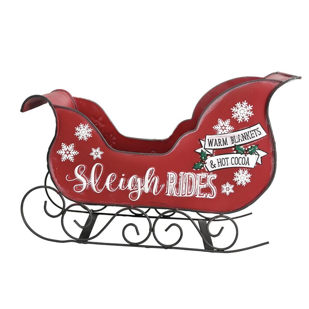 Escultura Decorativa Navideña de Trineo de Papá Noel