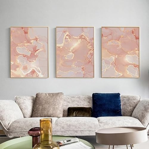 LTjiajuypd Nordic Champagne Pink Gold Marble Abstract Canvas Art Poster Picture Wall Corridor Modern Simple Home Decor(40x55cm-3Pcs)