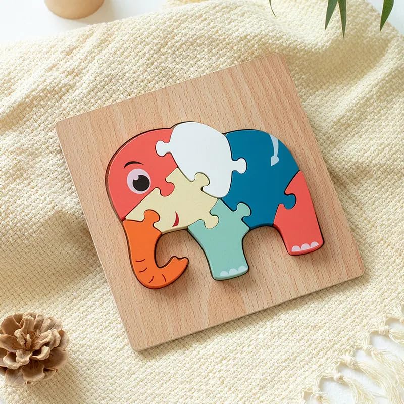 Geniusaur Jigsaw Puzzle for Toddlers 5 Pack Animals Shape wooden puzzle for Kids Preschool Learning Educational Puzzles 1 2 3 4 Years - Image 4
