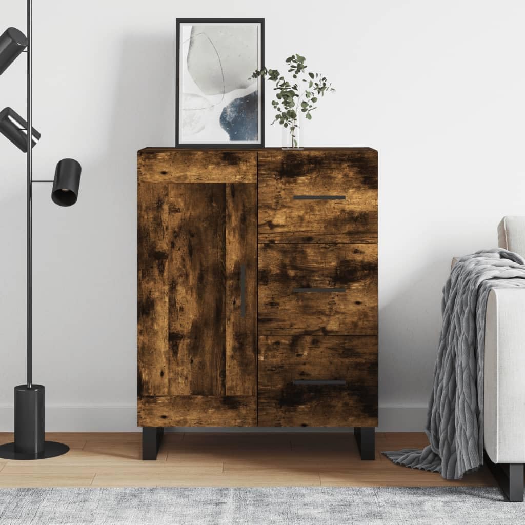 Buffet chêne fumé 69,5x34x90 cm en bois d'ingénierie pour salon