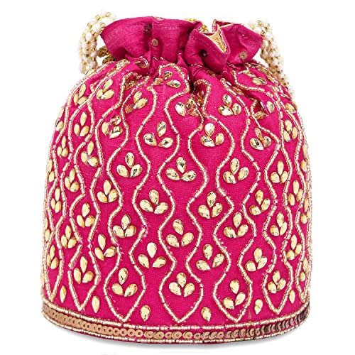 Image of Aheli Potli Bag Gift for Women Handmade Evening Wristlet Handbag Stylish Bridal Purse Fashion Bag
