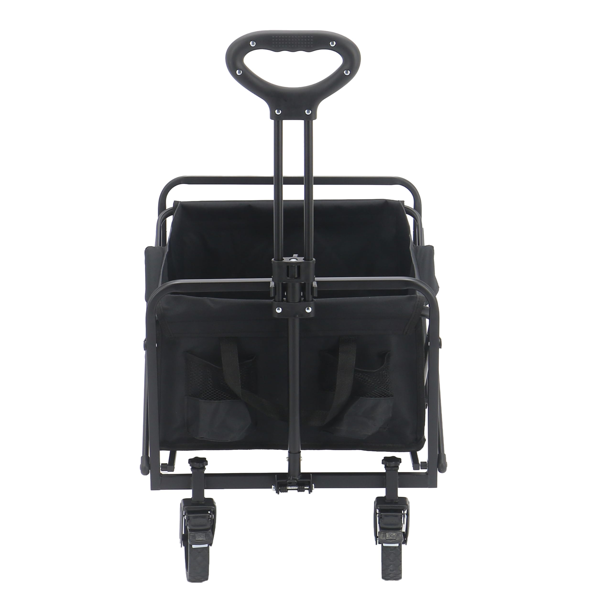 AXI SB120 Faltbarer Bollerwagen in Schwarz | Handwagen Klappbar/Faltbar mit Hülle, Innentasche & Getränkehalter - PP Gummireifen | Kapazität: 60 l