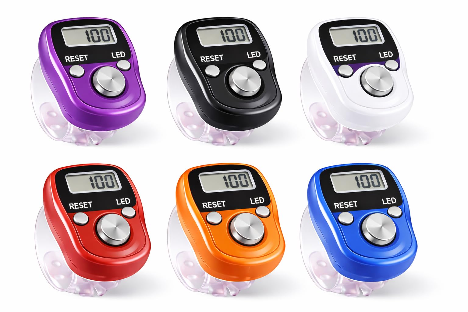6 Pc Digital Finger Counter with LED Display | Tasbeeh Counter Ring for Prayer, Meditation & Sports | Hand Tally Clicker for Counting (Random Colors)-image-34