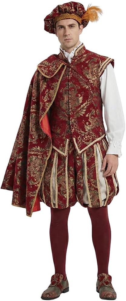 Men's Tudor Elizabethan Period Costume Renaissance Tudor Nobleman Prince King Costume Lord Suit