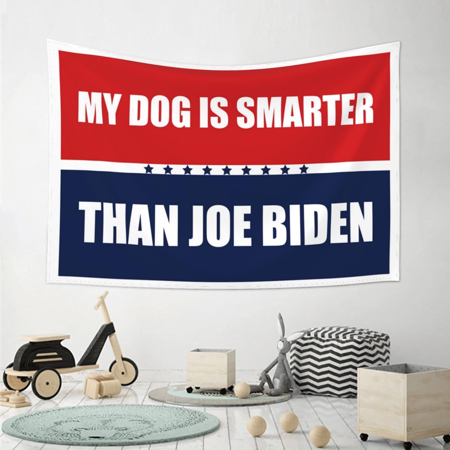 Outdoor Bar Decor My Dog Is Smarter Than Biden Tapestry Stuff For Your Room Home Decor Men(75X100CM)