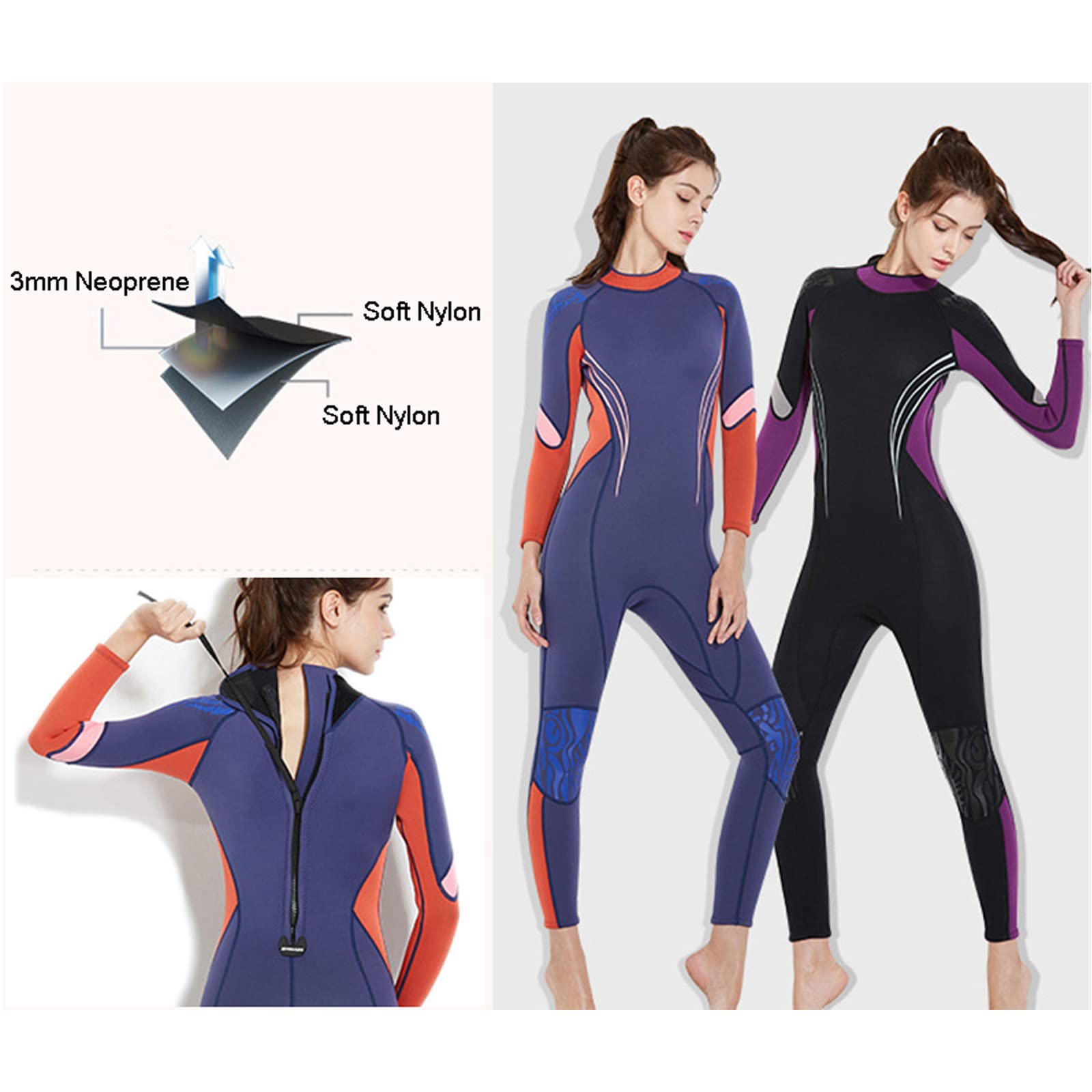 Muta da Sub da Donna in Neoprene da 3 Mm Mute da Surf di Un Pezzo Muta Ad Alta Elasticità per Tutti Gli Sport Acquatici
