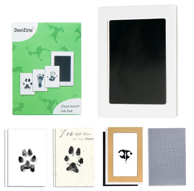 Kit de Impressão de Pata para Cães e Gatos sem Tinta DeerZone, Preto, Médio-Grande, Pacote com 1