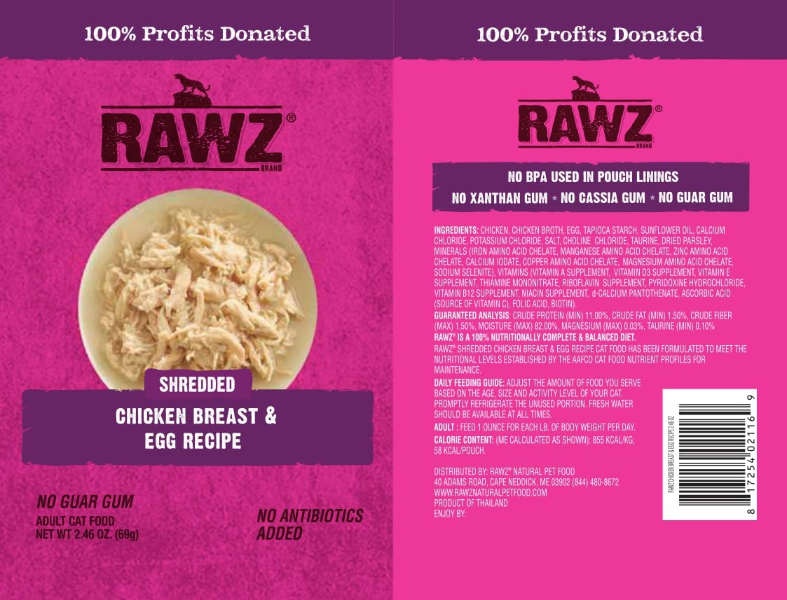RAWZ® Shredded Chicken Breast & Egg Recipe 8/2.46 oz Pouches