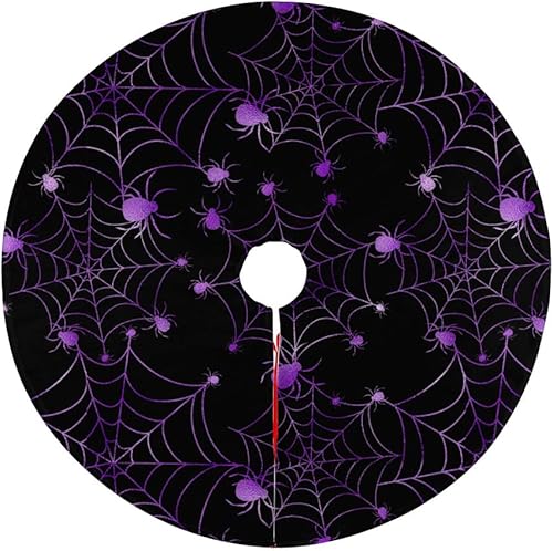 Falda de árbol de Navidad, tela de araña morada, tapete para árbol de Navidad para casa de campo, Año Nuevo, festividades, decoración de fiesta,
