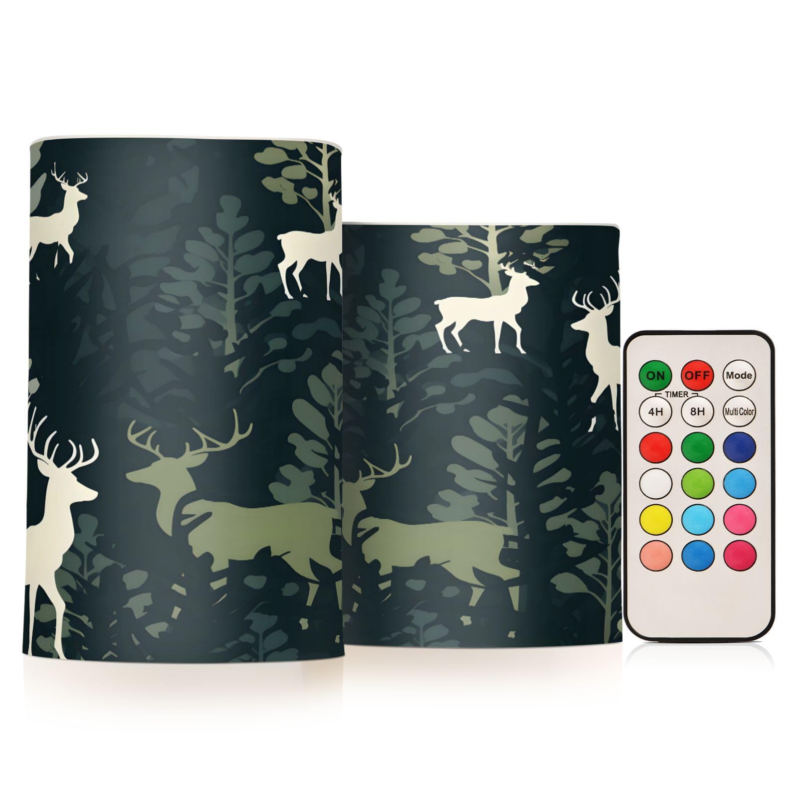 Reindeer (31) Flickering Flameless Candles Battery Operated with Remote Timer,Tea Light Candles LED Pillar Votive Candles Set of 2 for Outdoor Indoor Decorations