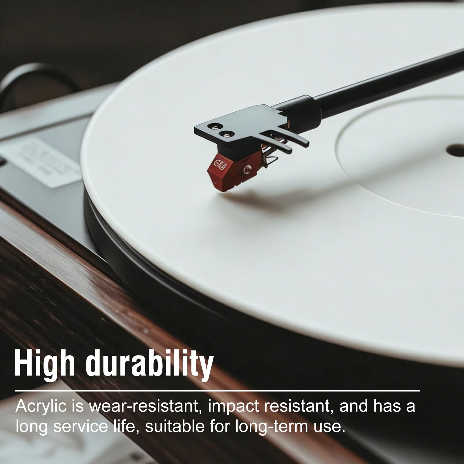 Tocadiscos acrílico blanco Slipmat: 3 mm disco de apoyo, 12" estera de vinilo antiestático, tocadiscos Slipmat, mejora el sonido durante la reproducción de discos, reduce el ruido fonógrafo