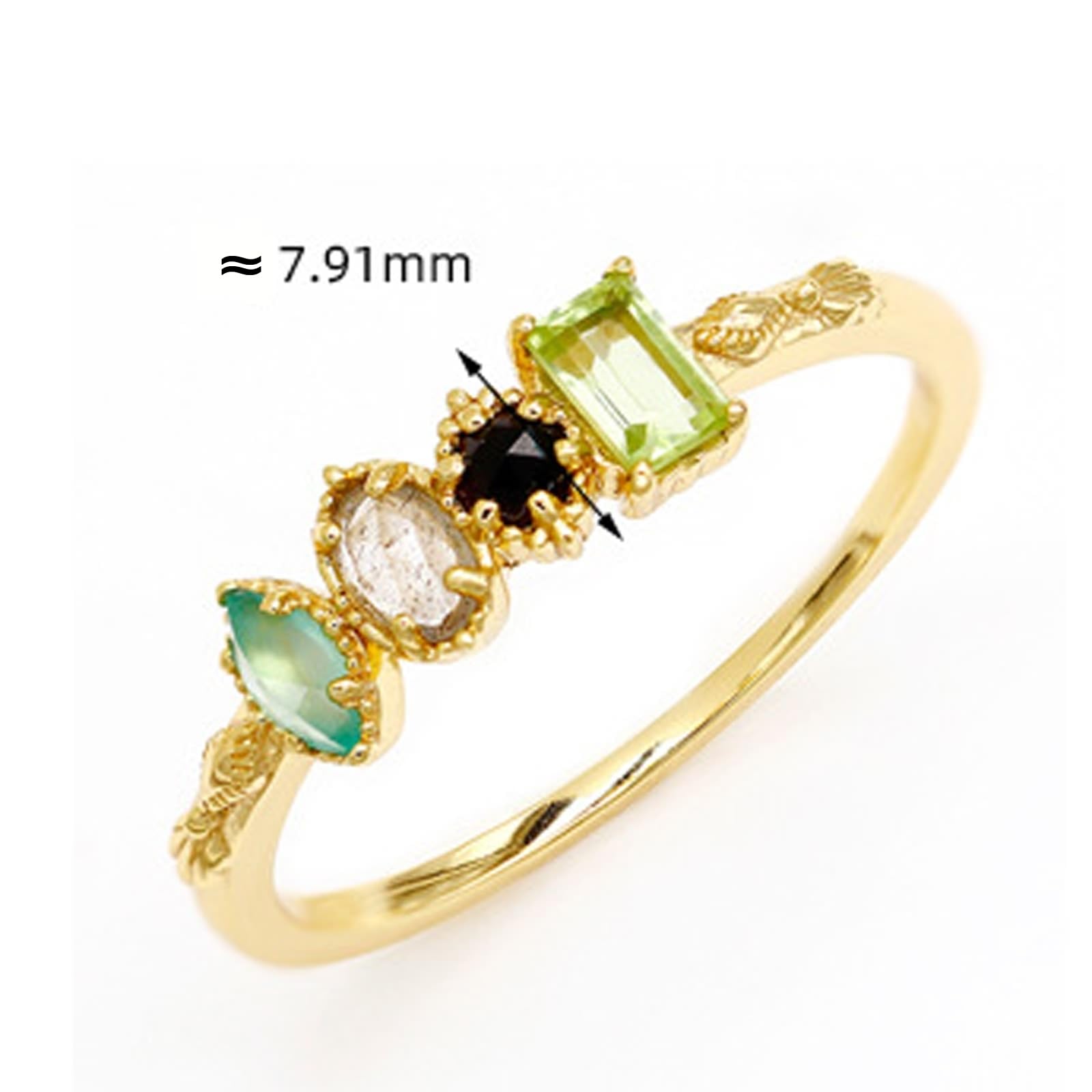 Alianzas de oro amarillo 9 K/14 K/18 K con rectángulo verde peridoto, retro