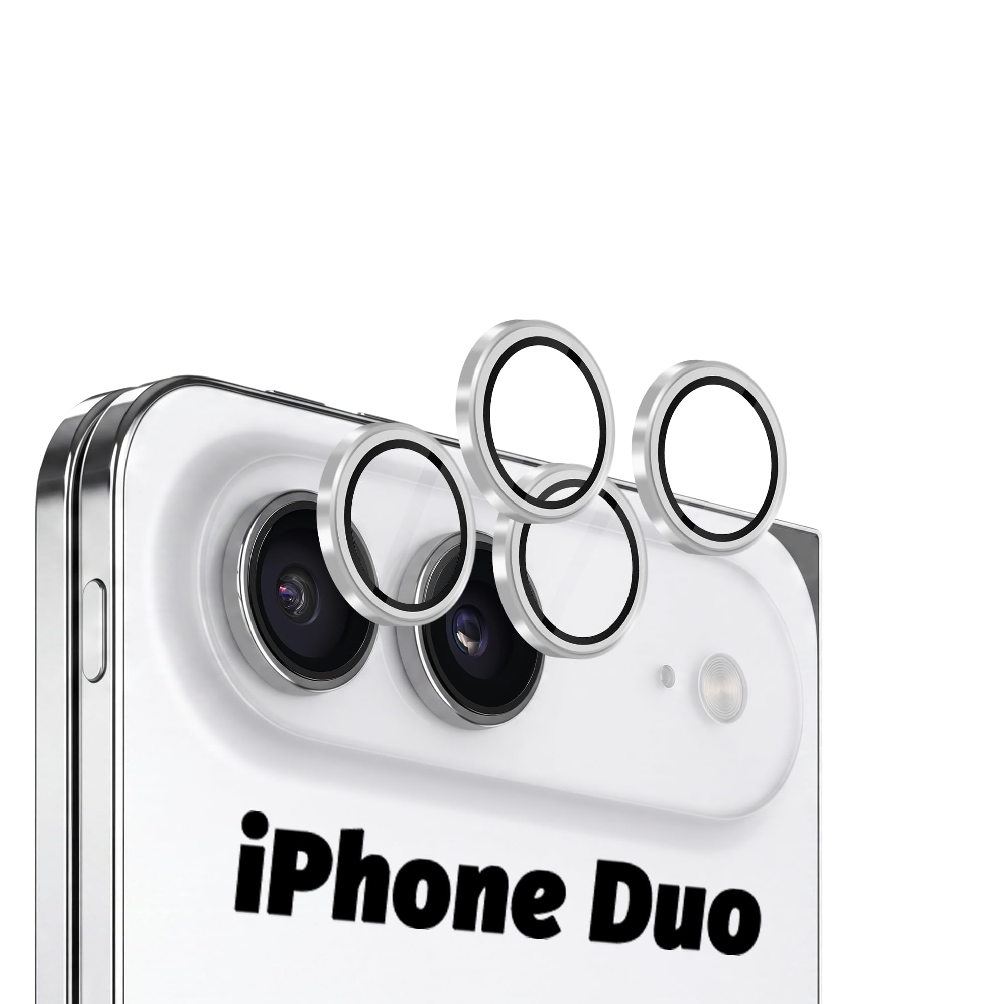 Orzero 9H Glass Camera Lens Protector for iPhone Duo-Sliver, 4 Pack