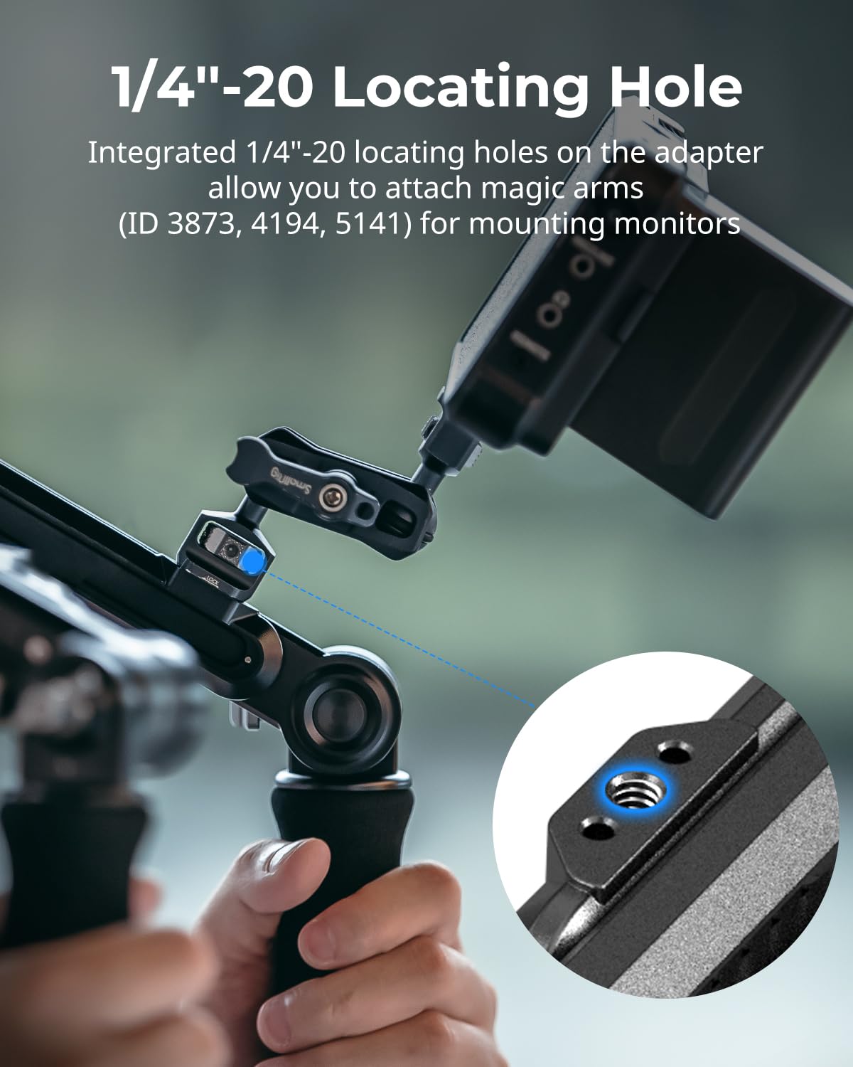 SMALLRIG Support d'épaule à Double Poignée pour Tiges LWS de 15 mm, Support d'Epaule Rotatif d'un Seul Geste pour Appareil Photo - 5205