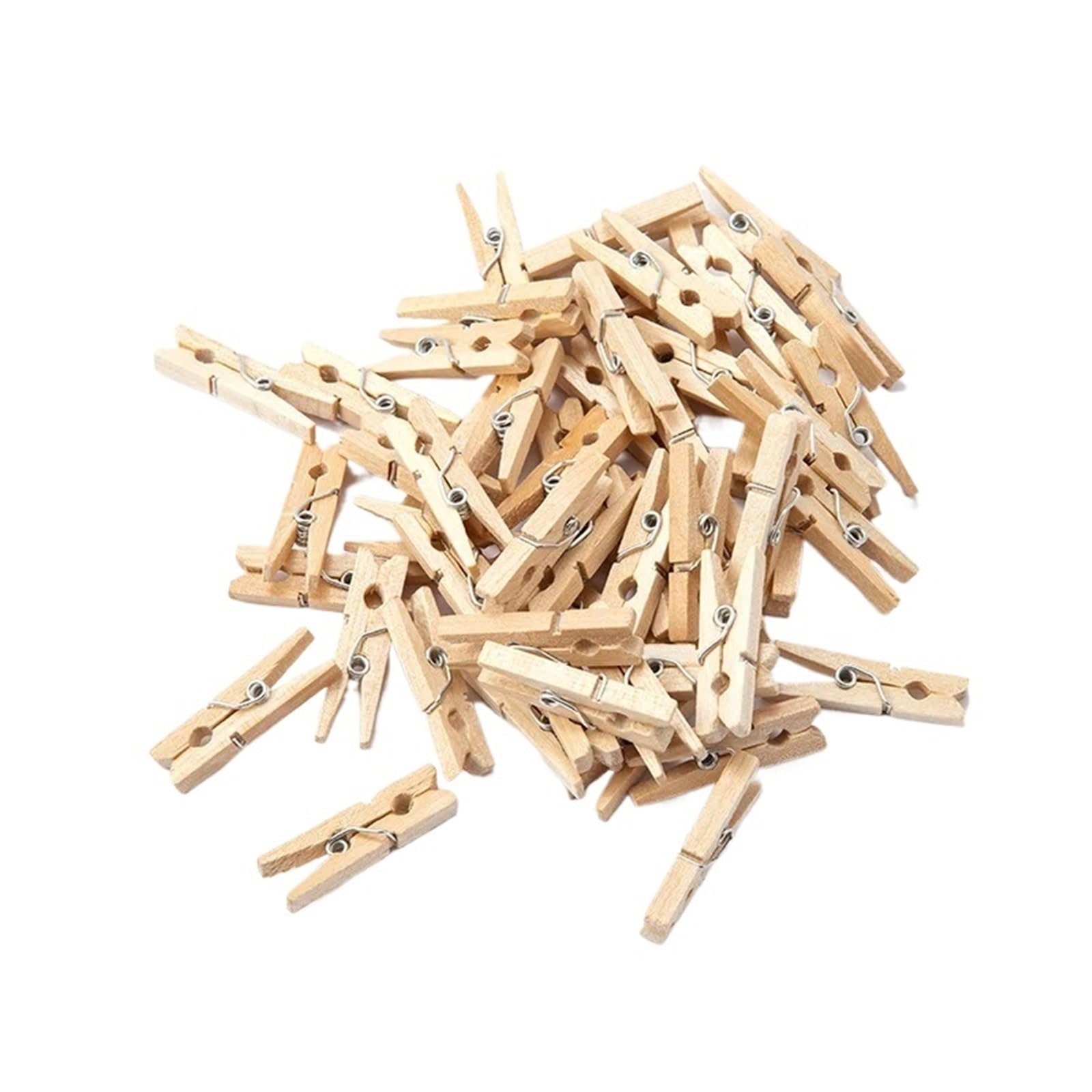 100-500PCs Mini Wooden Clips Photo Clothespin DIY Wedding Party Clip Pegs For Colthes(0.3x2.5cm 100pcs)