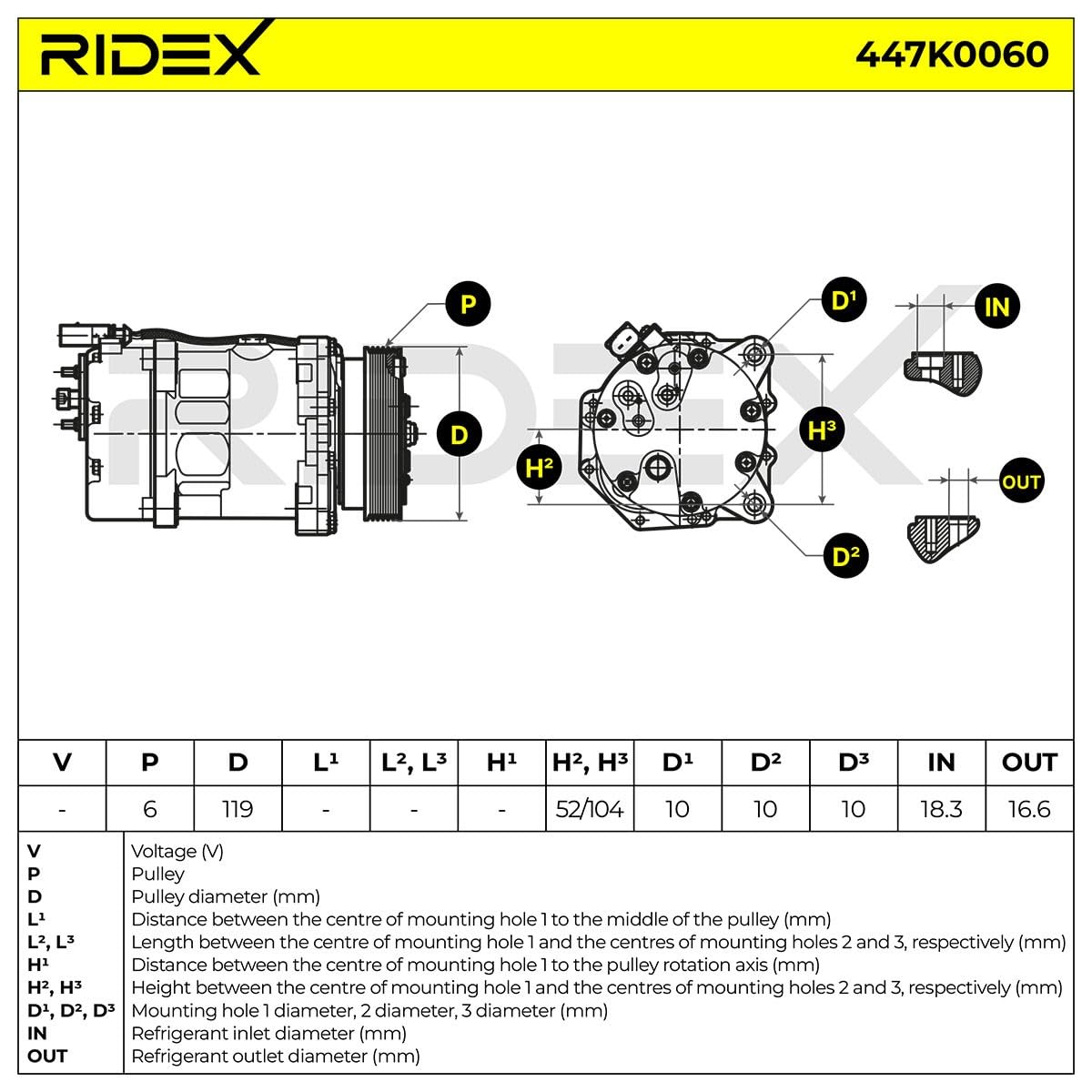RIDEX 447K0060 Compresor aire acondicionado con junta tórica con adaptador Compatible con VW Golf IV Hatchback 1J1