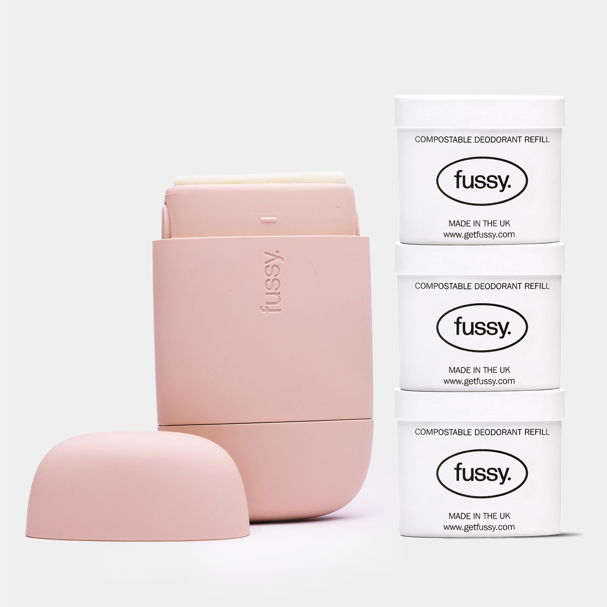 Natural Refillable Deodorant - Aluminium Free - 24 Hour Protection - Floral Scent (3 x 40g) & Blush Pink Case - Cedar, Cinnamon and Patchouli - Vegan & Cruelty Free - 100% Natural & Effective