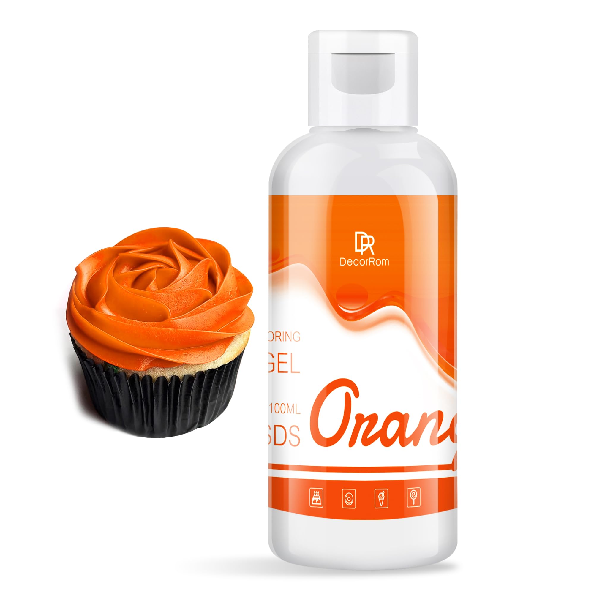 Lebensmittelfarbe Gel - 4.5oz Konzentrierte Gel Lebensmittel Farben für Kuchen Dekoration, Backen, Kekse, Macaron - Zuckerfrei Food Coloring für Getränken, Tortendeko, DIY Slime, Osterei (Orange)