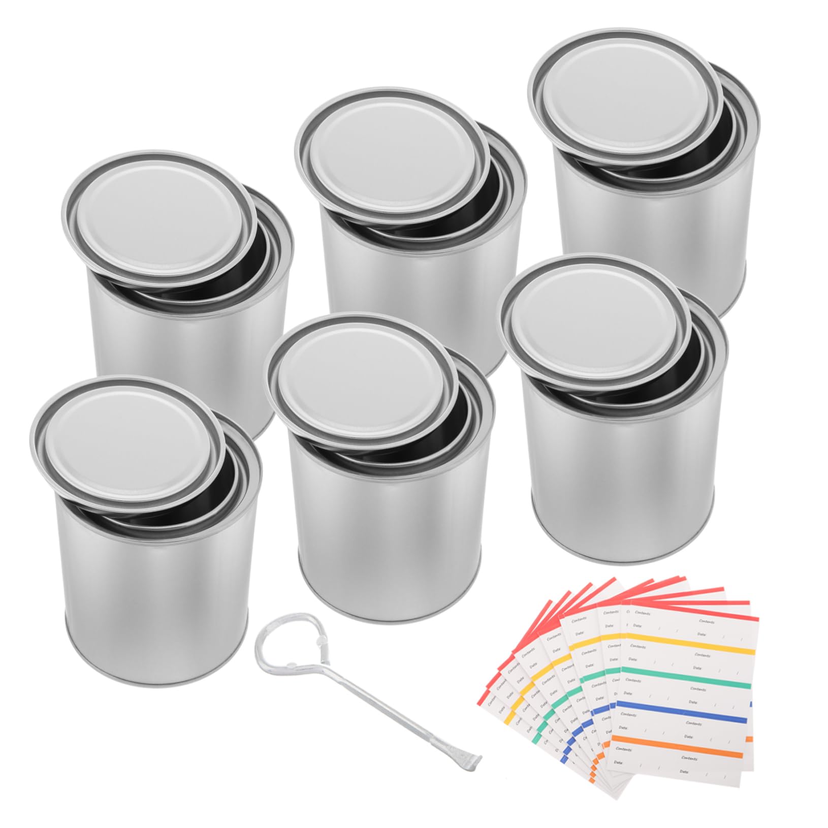 6 Pots de Peinture Vides Ronds en Métal avec Couvercles, Lot DIY