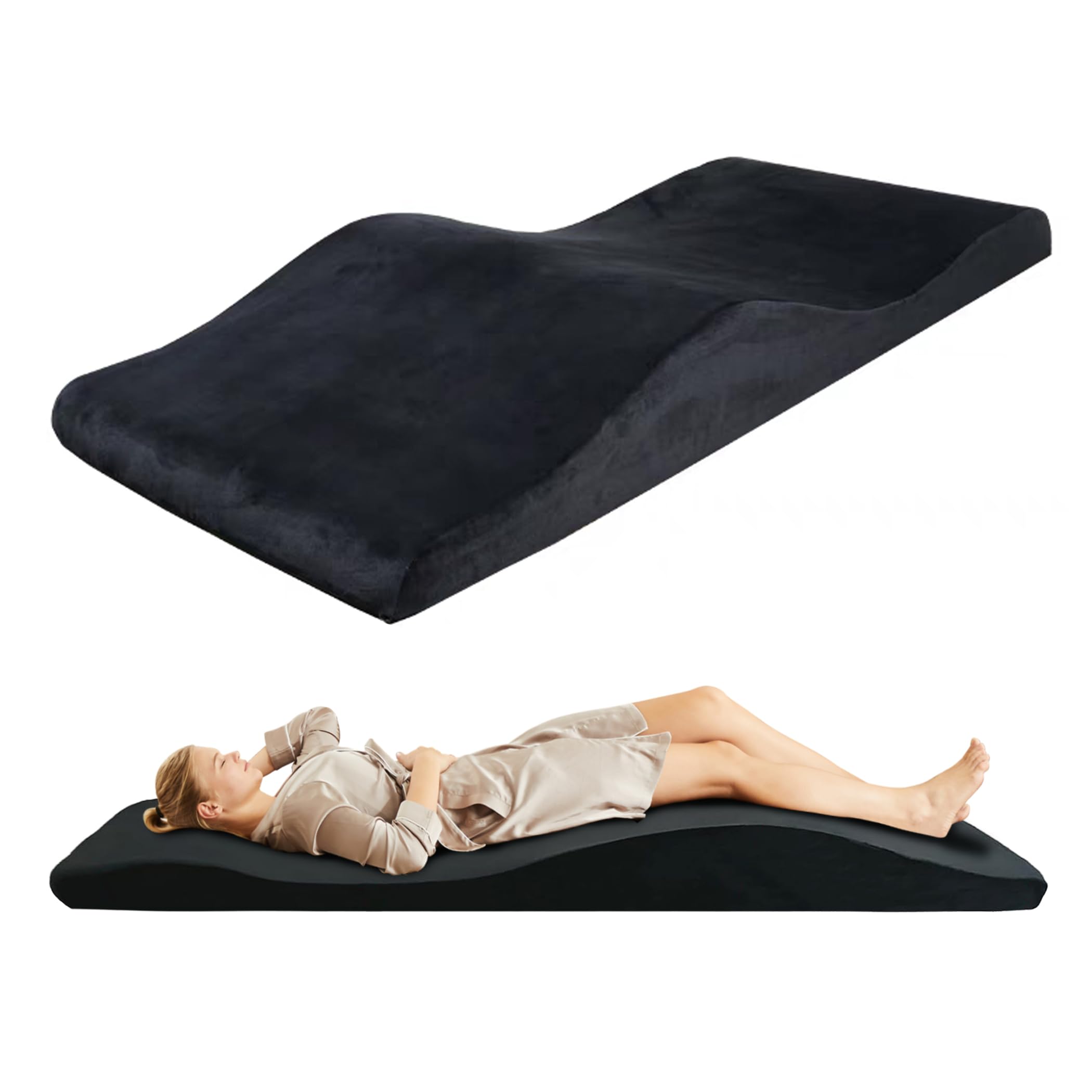 Surmatelas ergonomique incurvé en mousse à mémoire de forme pour table de massage salon de beauté (noir, 180 x 70 cm)