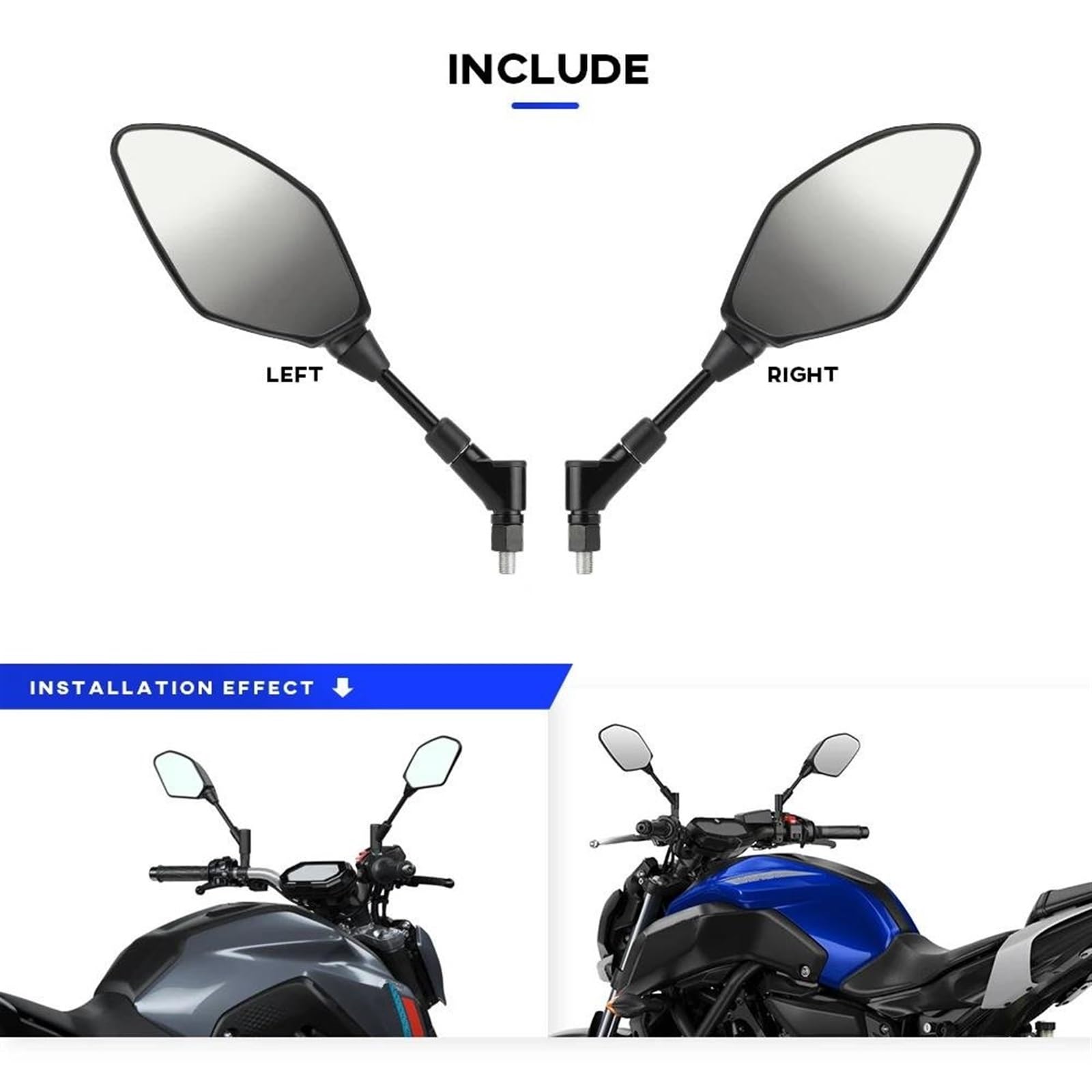 Rétroviseurs Moto Rétroviseurs pour MT07 pour MT09 pour Tracer 900/9/GT Tenere 700 MT10 MT03 MT25 MT01 MT 07 09 Rétroviseur Moto Côté Moto Anti-Glare Rétroviseur