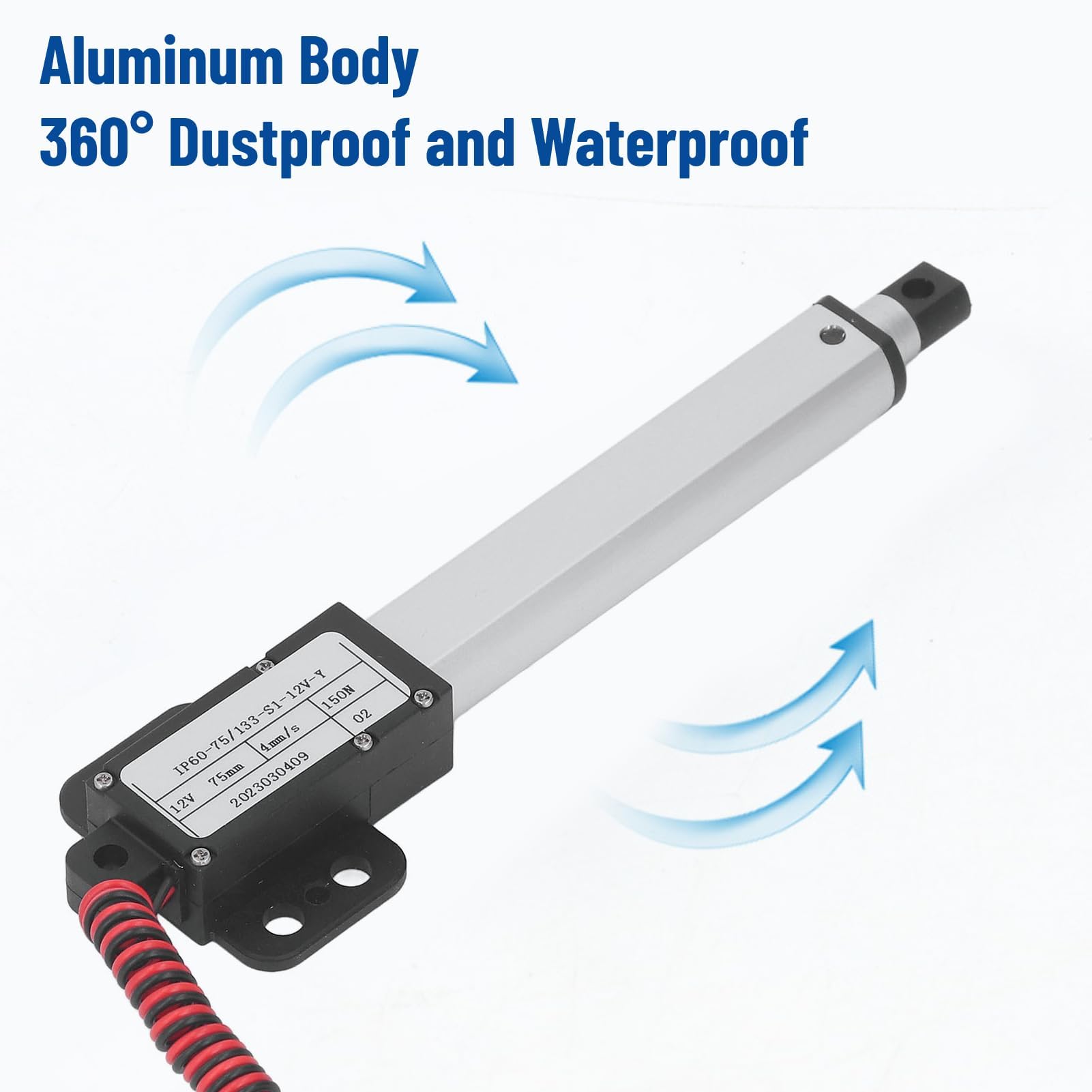 Actuador Lineal Eléctrico 75mm 150N 12V Aleación de Aluminio Mini Motor