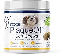 Vista 1 de ProDen PlaqueOff masticables con algas orgánicas - para perros y gatos de razas pequeñas y medianas - Apoya dientes, encías y aliento saludables