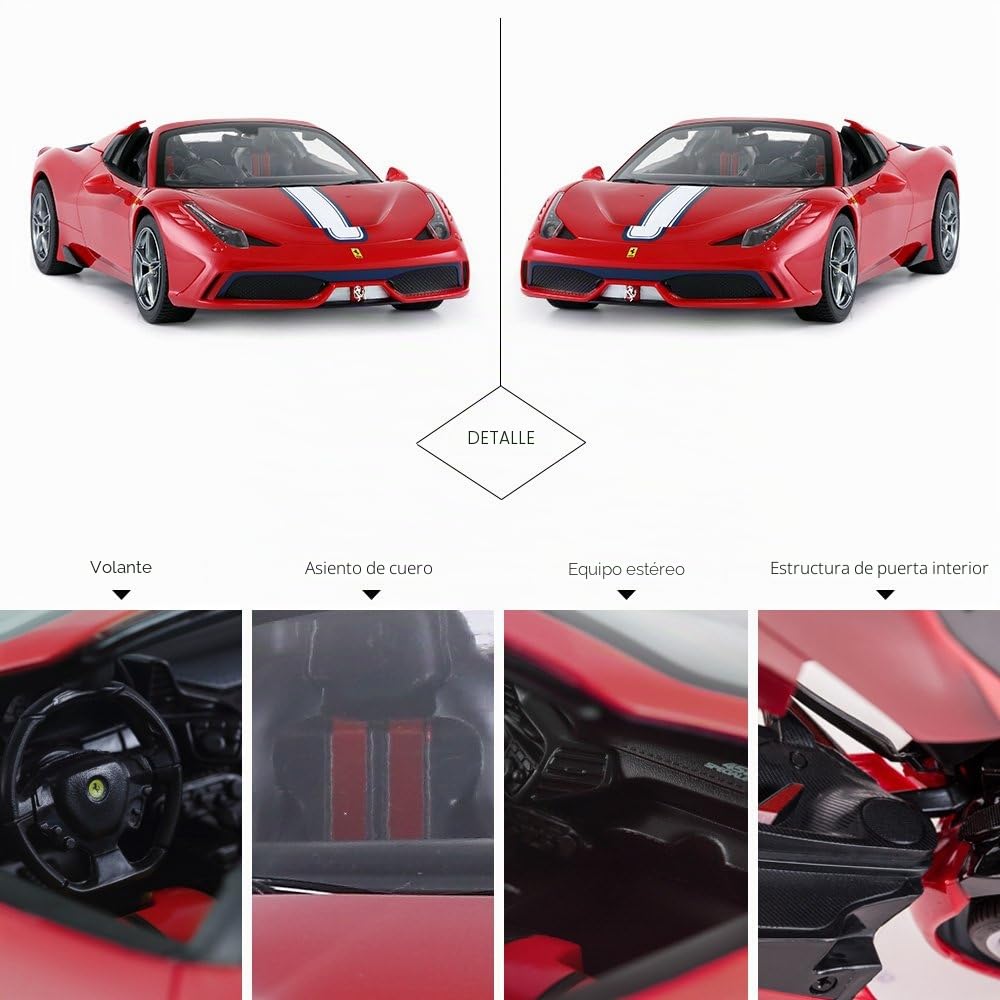 RASTAR Ferrari - Coche de control remoto, 1/14 Ferrari 458 Special A Red Toy Car - Convertible, apertura y cierre automático