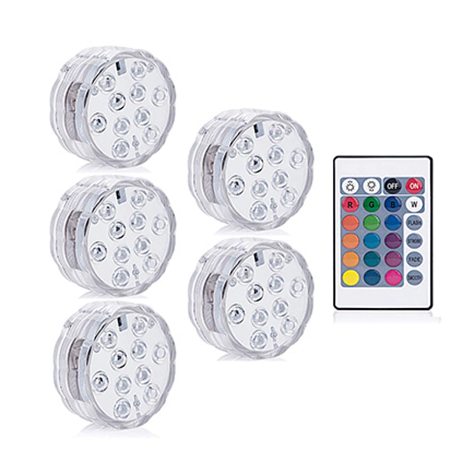 Zdalne sterowanie RGB Światło do nurkowania IP68 Wodoodporne oświetlenie podwodne Staw Basen Dekoracyjne lampki nocne akwarium Tworzenie Atmosfery(1 controller 5 Lamp)