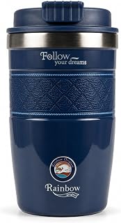 Rainbow Original Travel Coffee Mug, 13oz Insulated Coffee Tumbler with Lid | 18/10 Stainless Steel, Leak-proof Lid, Double Wall Vacuum Insulated, BPA-Free, Fit In Car Cup Holder, Office, Commute(QB)