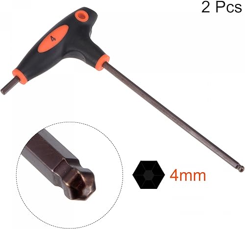 Miniatura 3 de uxcell Llave hexagonal de extremo de bola de 0.157in, llave inglesa con mango en T, acero métrico S2, 2 piezas