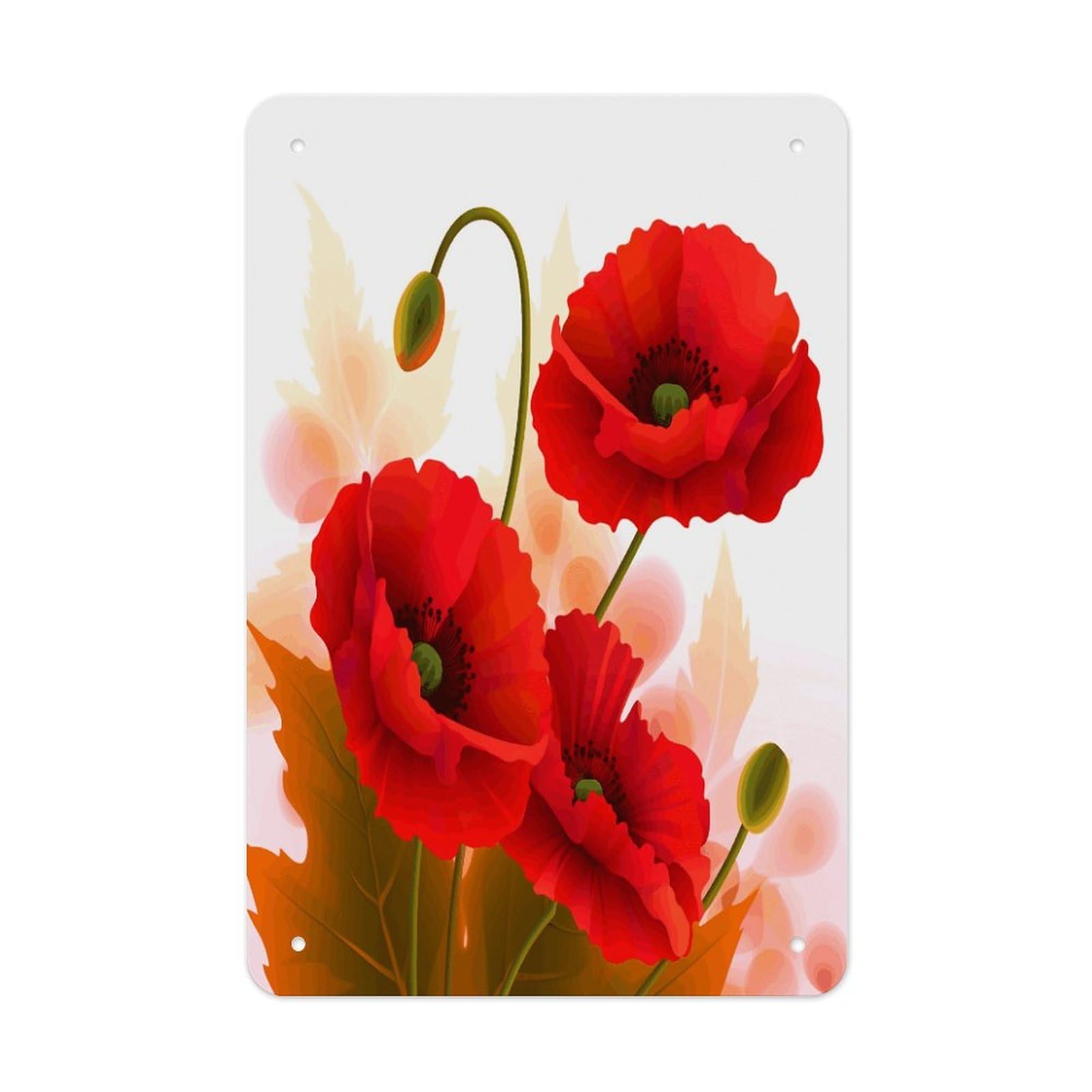 VstaDank Poppy Flowers Vivid Petals Metal Tin Signs Personalized Wall Art Prints Decoration Art Poster Funny Vintage Tin Sign Iron Sheet Painting Metal Signboard Decor Painting for Wall Decor