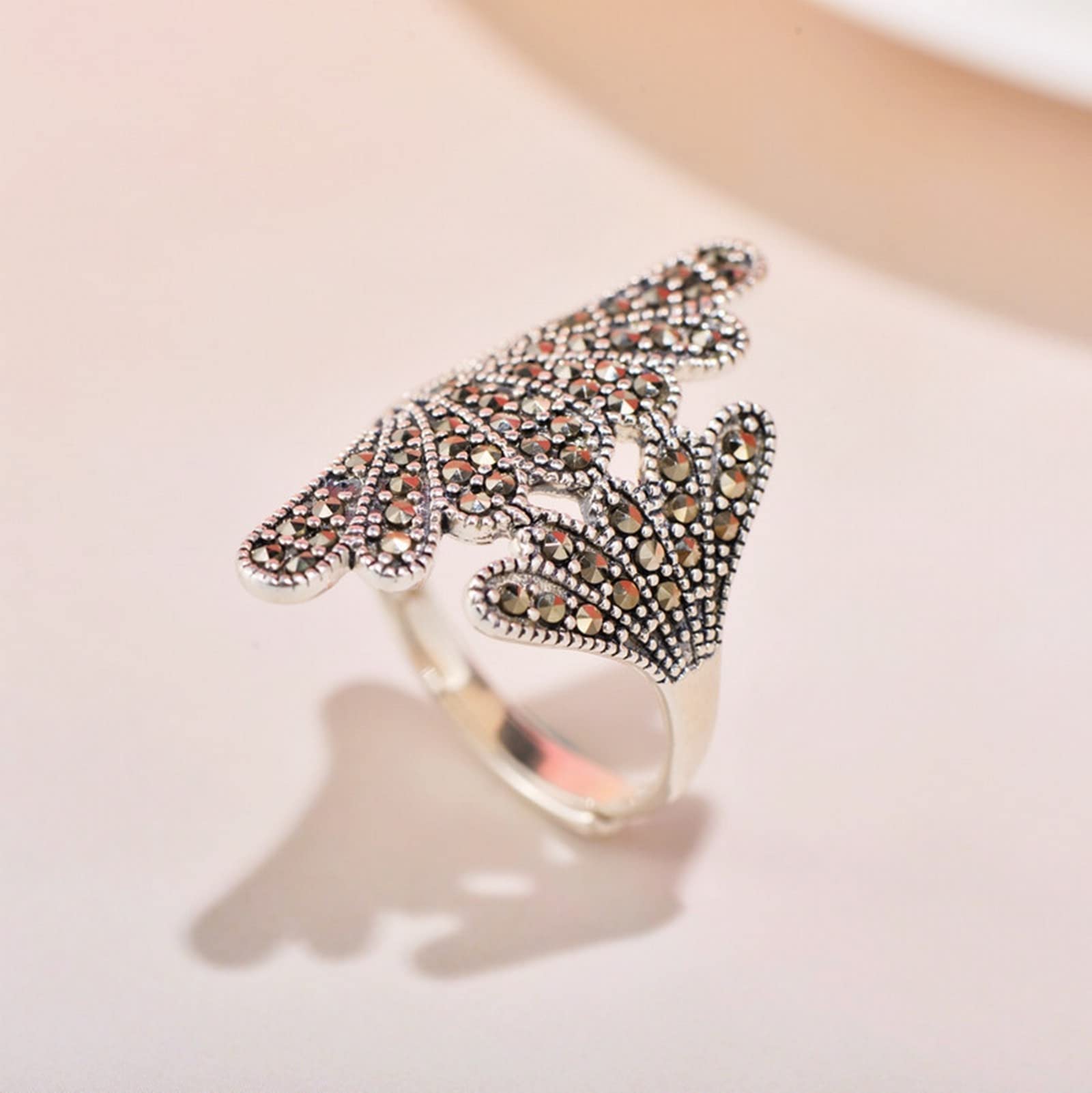 Anello vintage da donna, in argento 925, anello da donna, regolabile, coda di pesce, vintage, regolabile, anello di fidanzamento, donna, regalo di compleanno, Réglable, Strass