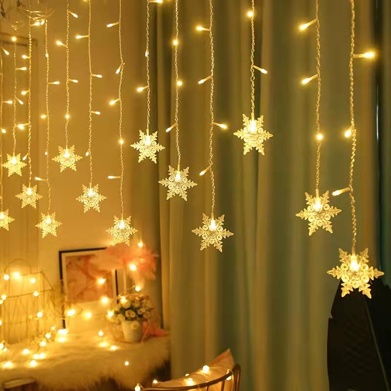 FPEAOB LED Schneeflocke Weihnachtsbeleuchtung Fenster, 96 LED 4M...