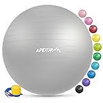 APEXUP Yoga Ball Exercise Ball Anti Slip Heavy Duty for Fitness, Balance & Core Workout (XXL(31~34) 85cm, Silver)