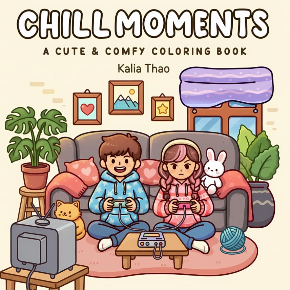 Chill Moments: A Cute and Comfy Coloring Book for Relaxing Days and Cozy Creativity: Unwind with adorable scenes, comfy vibes, and stress-relieving coloring fun for all ages