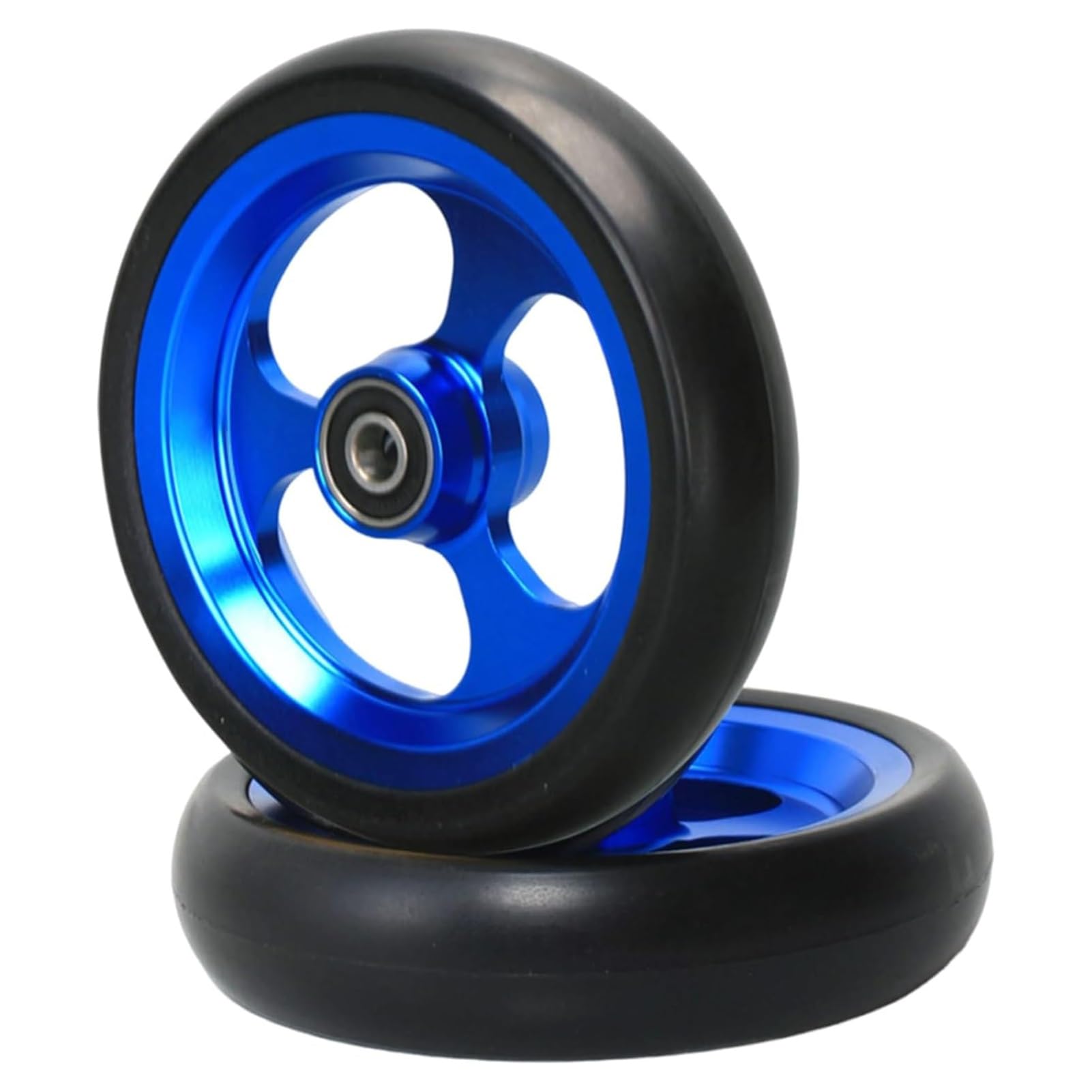 4 Inch Wheelchair Front Wheels Assembly, Sports Wheelchair Accessories, PU Solid Tyre, Front Wheel Replacement Casters(Blue)