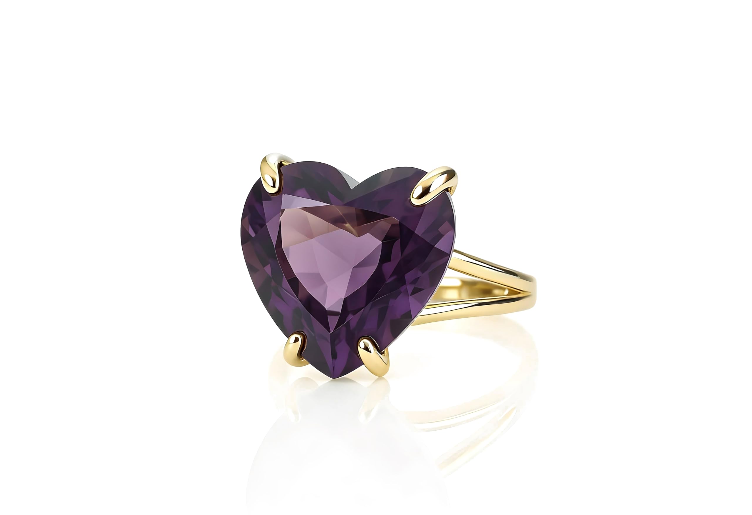 Bague cœur améthyste facettée or rempli haute finition - 9