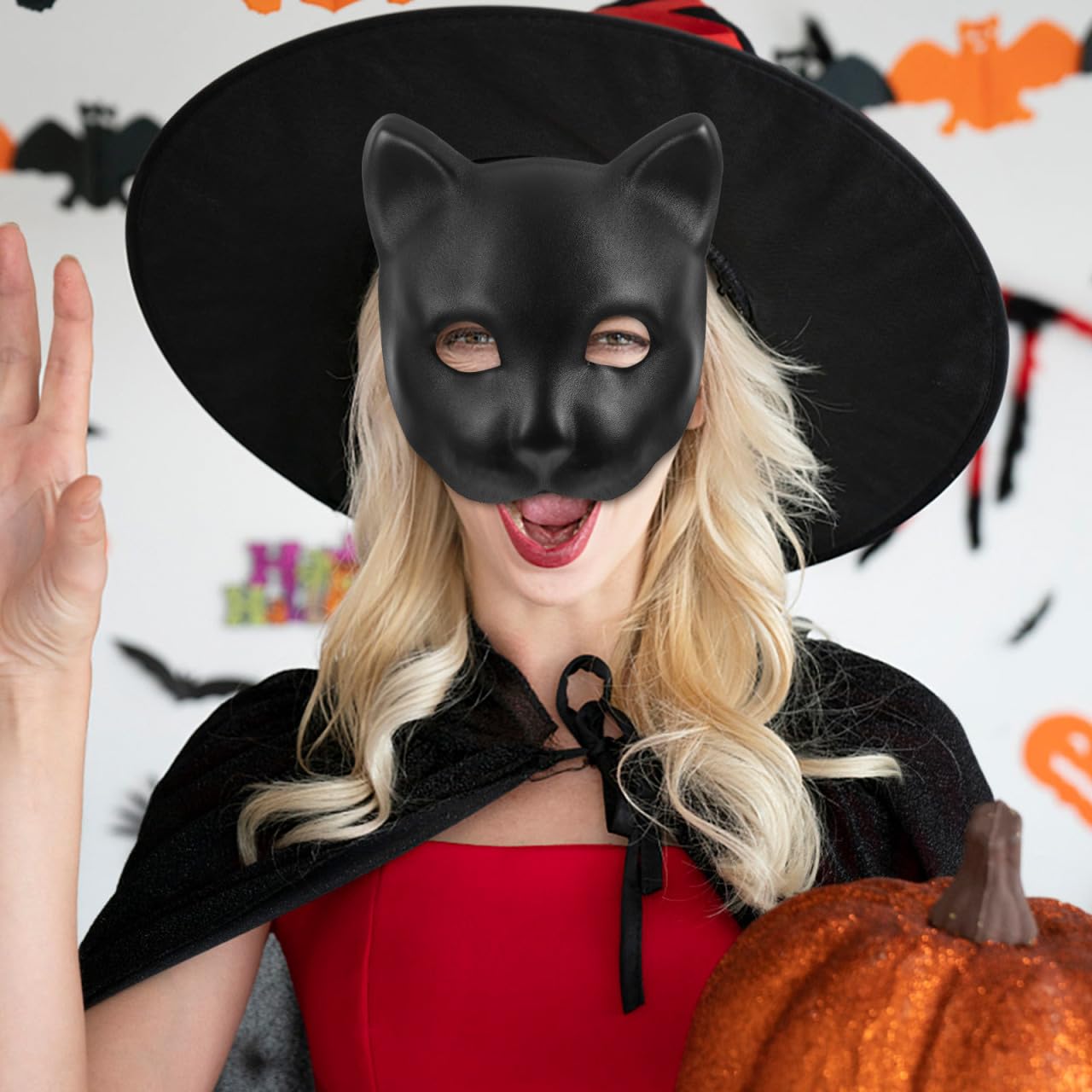Ciieeo Black Lightweight Panther Cosplay Mask: Animal Masquerade Face Cover for Halloween Themed Events and Party Use Comfortable Fit EVA Design Lightweight - Image 4