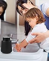 Vista 6 de Bosilunlife Dispensador de Jabón Espumoso Cerámico - Dispensador de Jabón de Mano de Espuma de 12Oz Negro Mate Dispensador de Jabón de Cocina