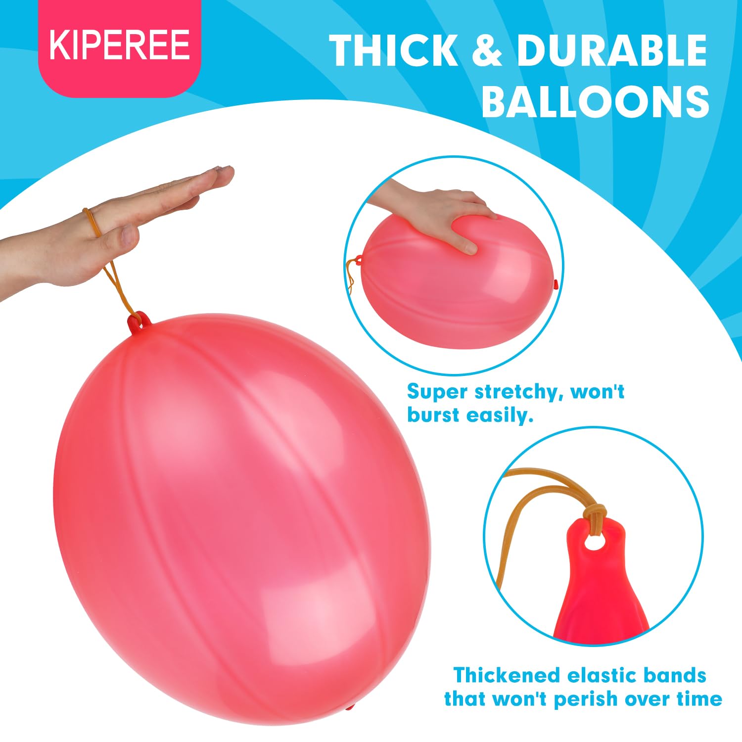 KIPEREE Punch Balloons for Kids, 30 Pack, 18 Inch Heavy Duty, Durable & Thick Balloons - Image 3
