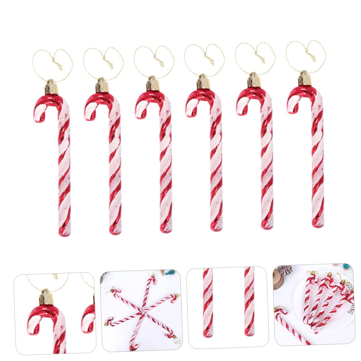 MAGICLULU 7 Sätze Weihnachtsstock Weihnachtsbaum-anhänger Weihnachtsbaum-hängeornamente Christbaumschmuck Zum Aufhängen Weihnachtsverzierung Zuckerstange Weihnachtsdeko Überzug 6 Stück * 7