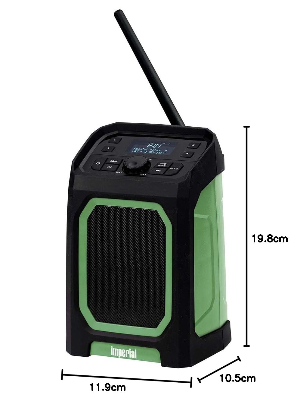Imperial DABMAN OR 5 – Outdoor-Radio mit DAB+ und Bluetooth 5.3 (5.000 mAh Akku, 30 Std. Wiedergabe, 8 Watt, wassergeschützt IP65) – Schwarz/Grün