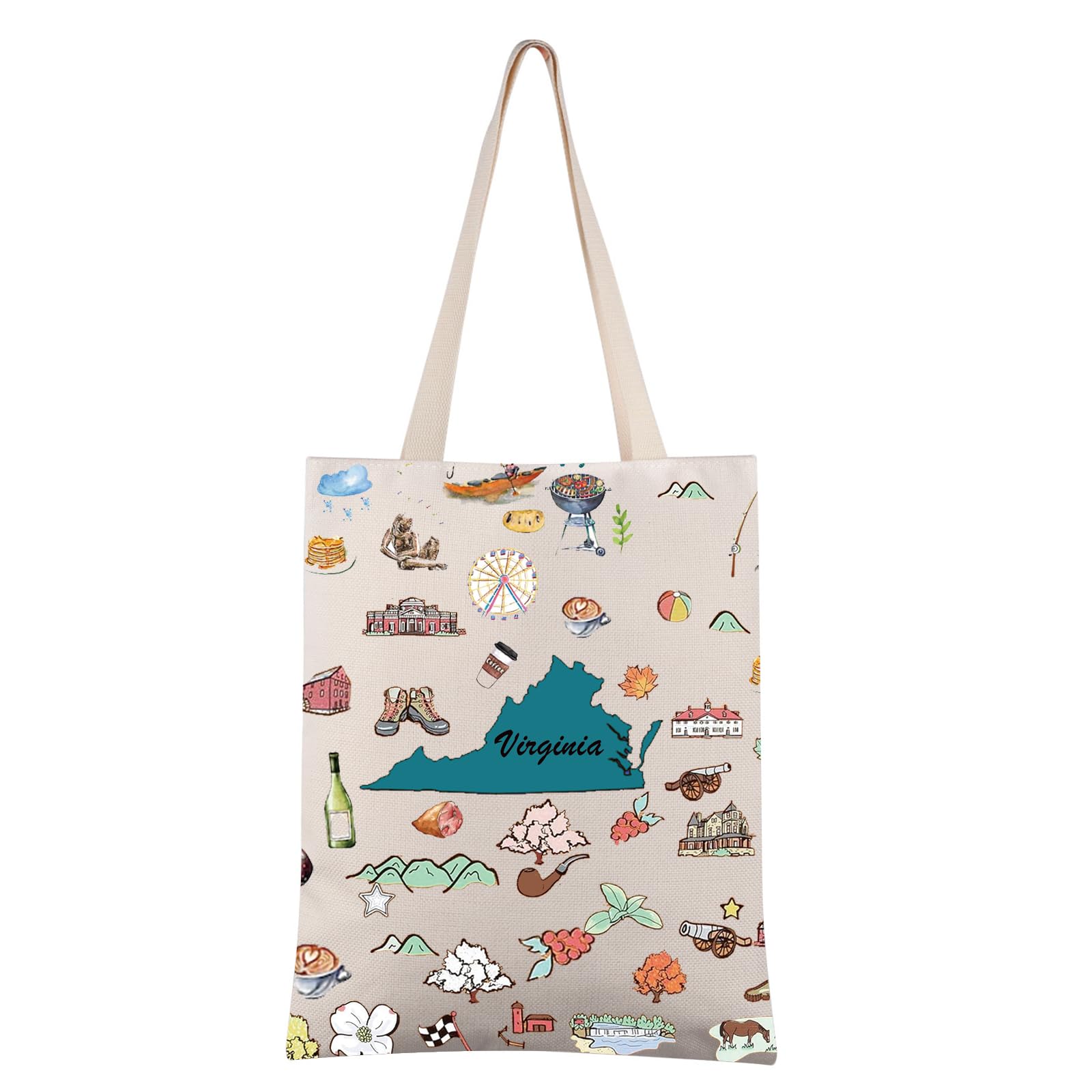 FEELMEM Virginia Travel Gift Virginia Vacation Canvas Tote Bag Virginia Trip Souvenir Shoulder Bag Virginia Merchandise