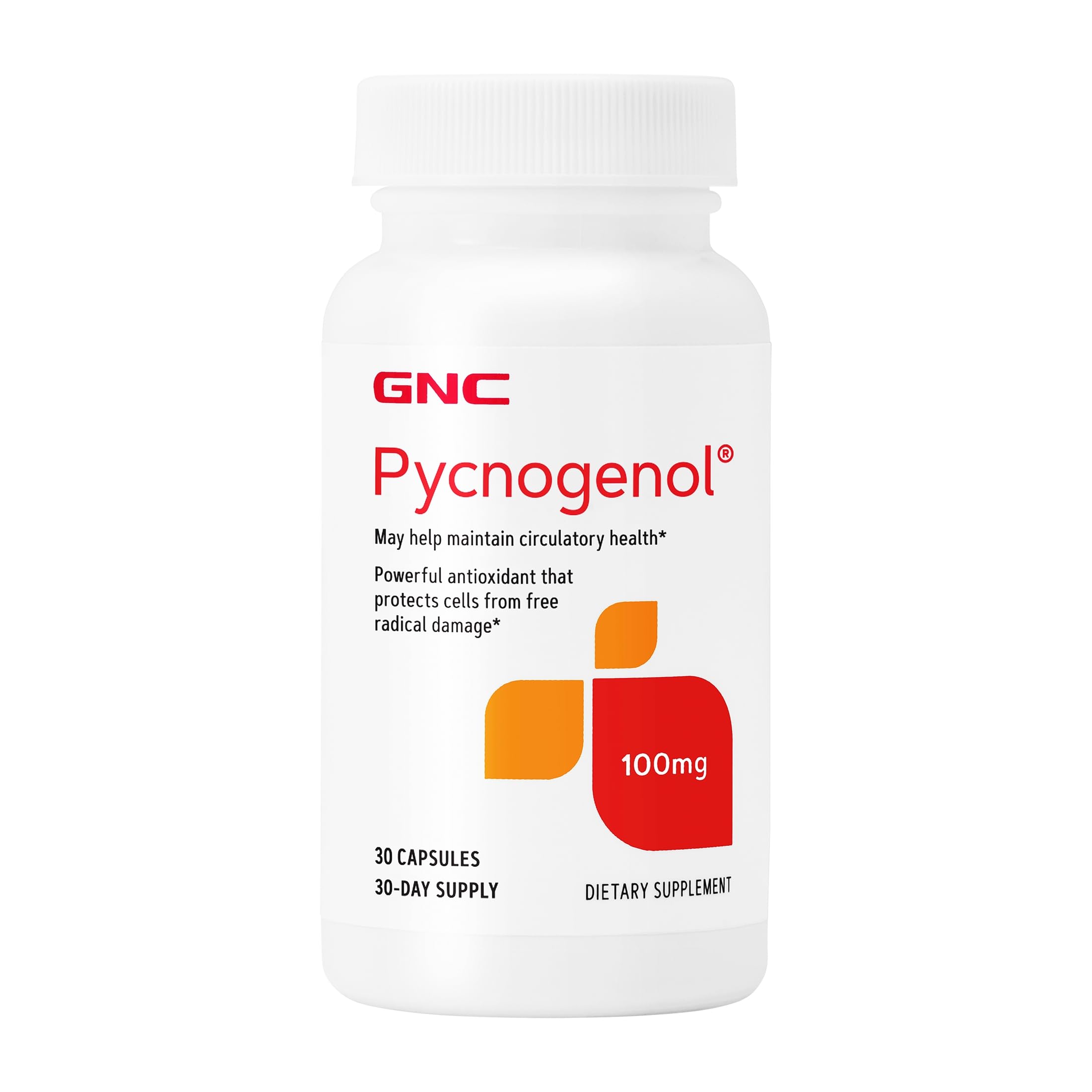 GNC Pycnogenol 100mg, Supports Circulatory Health, 30 Capsules 30 Count (Pack of 1)